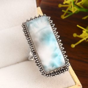 Larimar Size US 7 925 Sterling Silver Ring (REXT20-120)