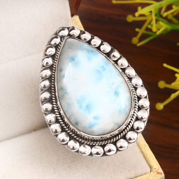 Larimar Size US 10 925 Sterling Silver Ring (REXT20-129)