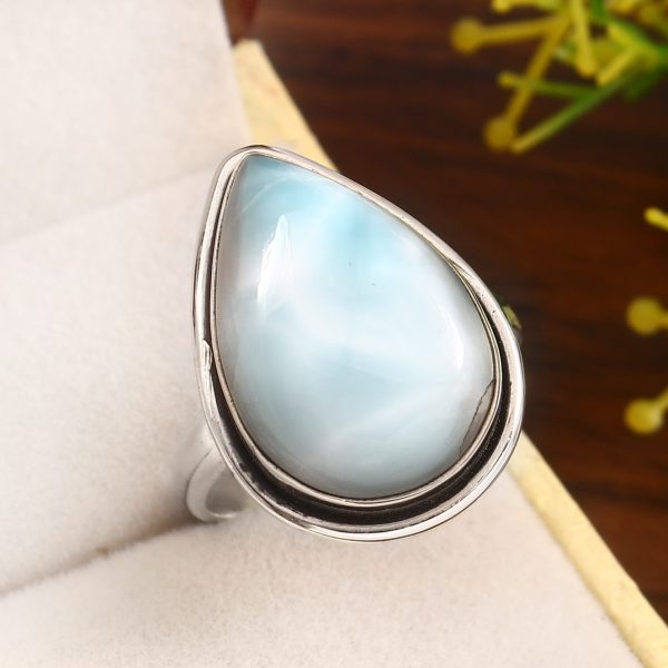 Larimar Size US 10 925 Sterling Silver Ring (REXT20-151)
