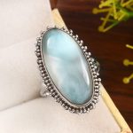 Larimar Size US 10 925 Sterling Silver Ring (REXT20-130)