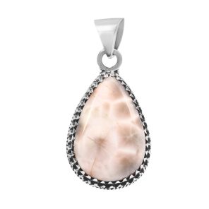 Natrolite (Pink Larimar) 1.25" 925 Sterling Silver Pendant (RS108-258)