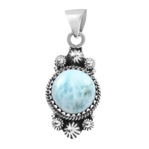 Larimar 1.5" 925 Sterling Silver Pendant (RS30-210)