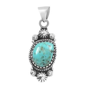 Kingman Turquoise 1.5" 925 Sterling Silver Pendant (RS30-290)