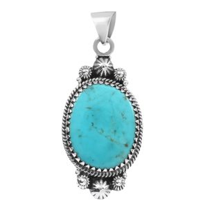 Kingman Turquoise 1.5" 925 Sterling Silver Pendant (RS30-307)