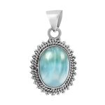 Larimar 1.1" 925 Sterling Silver Pendant (RS30-277)