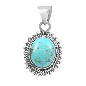 Kingman Turquoise 1" 925 Sterling Silver Pendant (RS30-312)