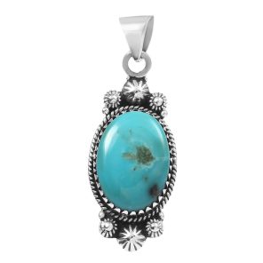 Kingman Turquoise 1.5" 925 Sterling Silver Pendant (RS30-295)
