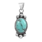 Kingman Turquoise 1.5" 925 Sterling Silver Pendant (RS30-300)