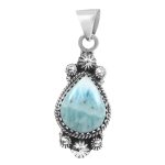 Larimar 1.5" 925 Sterling Silver Pendant (RS30-224)