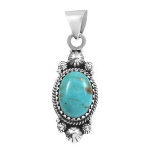 Kingman Turquoise 1.5" 925 Sterling Silver Pendant (RS30-302)