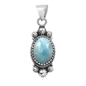 Larimar 1.5" 925 Sterling Silver Pendant (RS30-226)
