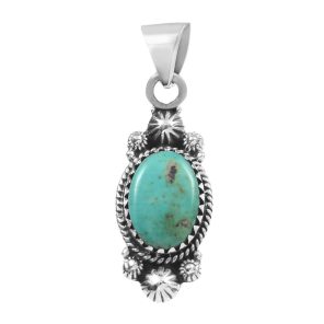 Kingman Turquoise 1.5" 925 Sterling Silver Pendant (RS30-306)