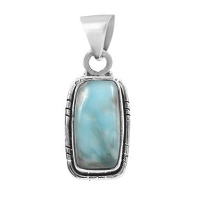 Larimar 1.5" 925 Sterling Silver Pendant (RS30-237)