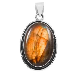 Purple labradorite 2" 925 Sterling Silver Pendant (REXT24-211)