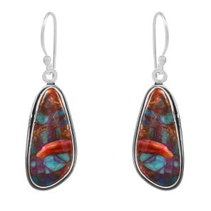 Pink Dahlia Turquoise 1.5" 925 Sterling Silver Earring (REXT11-152)