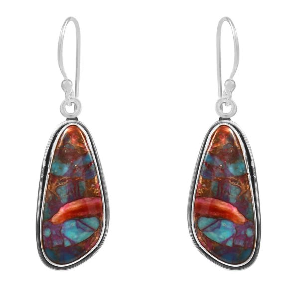 Pink Dahlia Turquoise 1.5" 925 Sterling Silver Earring (REXT11-152)