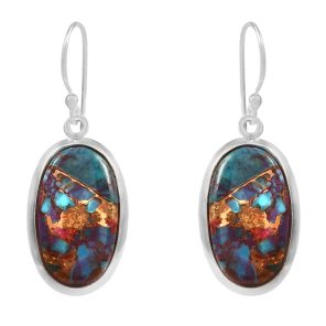 Pink Dahlia Turquoise 1.25" 925 Sterling Silver Earring (REXT11-154)