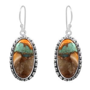 Spiny Oyster Turquoise 1.25" 925 Sterling Silver Earring (REXT11-179)