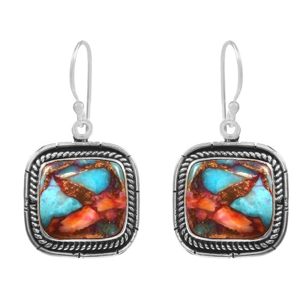Pink Dahlia Turquoise 1.25" 925 Sterling Silver Earring (REXT11-173)