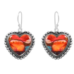 Pink Dahlia Turquoise 1.5" 925 Sterling Silver Earring (REXT11-136)