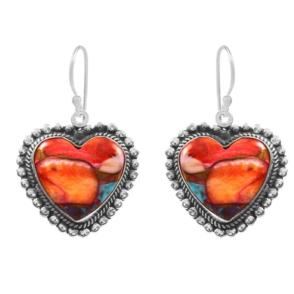 Pink Dahlia Turquoise 1.5" 925 Sterling Silver Earring (REXT11-136)