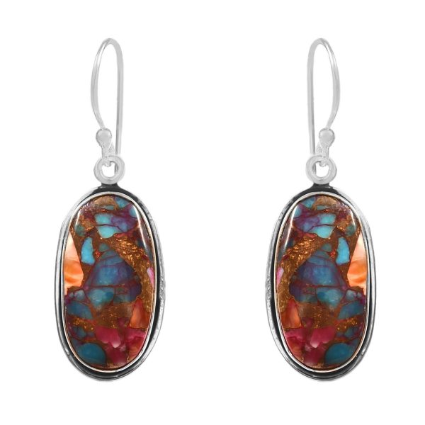 Pink Dahlia Turquoise 1.25" 925 Sterling Silver Earring (REXT11-157)