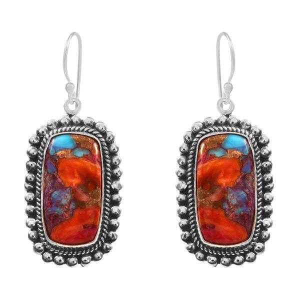 Pink Dahlia Turquoise 1.5" 925 Sterling Silver Earring (REXT11-137)