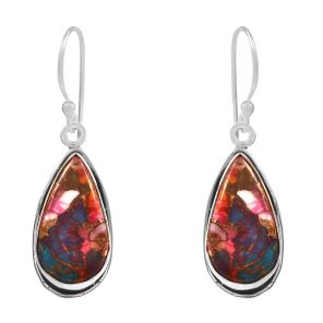 Pink Dahlia Turquoise 1.25" 925 Sterling Silver Earring (REXT11-158)