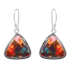 Pink Dahlia Turquoise 1.25" 925 Sterling Silver Earring (REXT11-159)