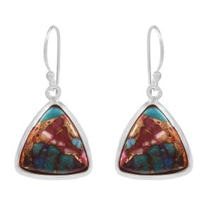 Pink Dahlia Turquoise 1.25" 925 Sterling Silver Earring (REXT11-161)