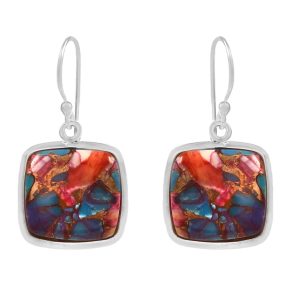 Pink Dahlia Turquoise 1.25" 925 Sterling Silver Earring (REXT11-163)