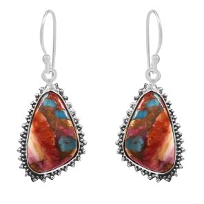 Pink Dahlia Turquoise 1.25" 925 Sterling Silver Earring (REXT11-139)