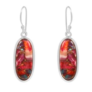 Pink Dahlia Turquoise 1.5" 925 Sterling Silver Earring (REXT11-164)