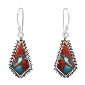 Pink Dahlia Turquoise 1.25" 925 Sterling Silver Earring (REXT11-140)