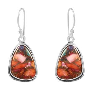 Pink Dahlia Turquoise 1.25" 925 Sterling Silver Earring (REXT11-167)