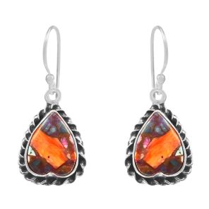 Pink Dahlia Turquoise 1" 925 Sterling Silver Earring (REXT11-141)