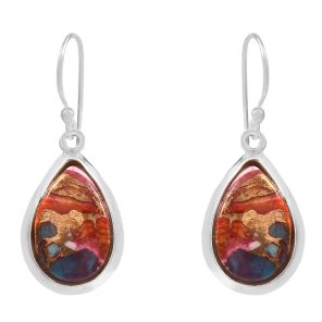 Pink Dahlia Turquoise 1" 925 Sterling Silver Earring (REXT11-168)