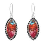 Pink Dahlia Turquoise 1.25" 925 Sterling Silver Earring (REXT11-143)