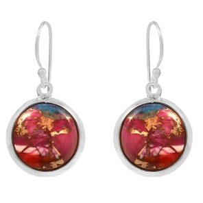 Pink Dahlia Turquoise 1" 925 Sterling Silver Earring (REXT11-170)