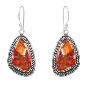 Pink Dahlia Turquoise 1.5" 925 Sterling Silver Earring (REXT11-176)