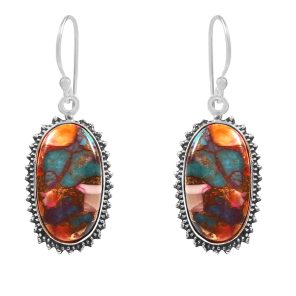 Pink Dahlia Turquoise 1.5" 925 Sterling Silver Earring (REXT11-146)
