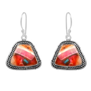Pink Dahlia Turquoise 1.25" 925 Sterling Silver Earring (REXT11-177)