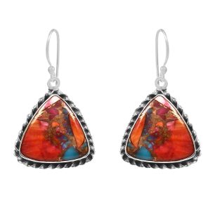 Pink Dahlia Turquoise 1.25" 925 Sterling Silver Earring (REXT11-148)