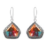 Pink Dahlia Turquoise 1.25" 925 Sterling Silver Earring (REXT11-178)