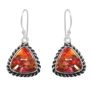 Pink Dahlia Turquoise 1.25" 925 Sterling Silver Earring (REXT11-150)