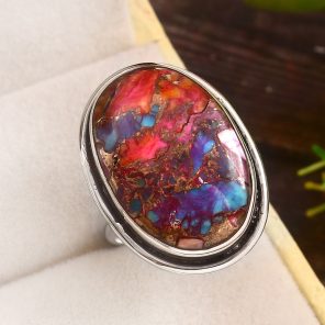 Pink Dahlia Turquoise Size US 7 925 Sterling Silver Ring (REXT37-107)