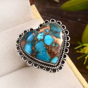 Spiny Oyster Turquoise Size US 9 925 Sterling Silver Ring (REXT37-93)