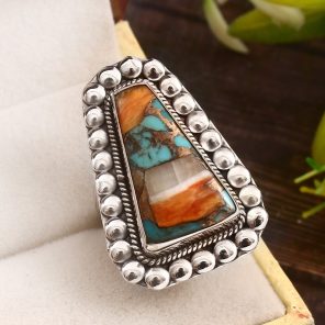 Spiny Oyster Turquoise Size US 7 925 Sterling Silver Ring (REXT37-96)