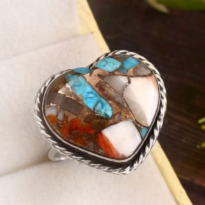 Spiny Oyster Turquoise Size US 11 925 Sterling Silver Ring (REXT37-89)