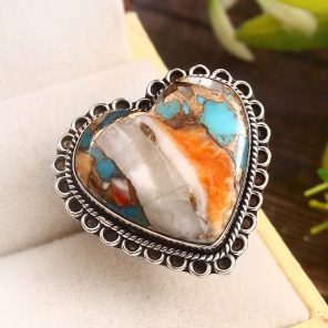 Spiny Oyster Turquoise Size US 7 925 Sterling Silver Ring (REXT37-98)